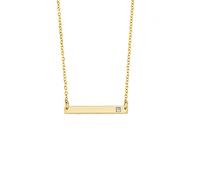Say It With Stone Bar Pendant Necklace - Yellow Gold - Hand Written