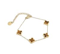 Say It With Tiger Eye Crystal Clover Bracelet - Yellow Gold