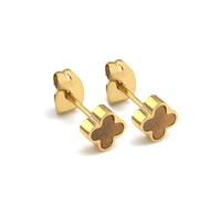 Say It With Tiger Eye Crystal Clover Earrings - Yellow Gold