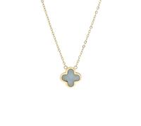 Say It With Turquoise Crystal Clover Necklace - Yellow Gold Plated