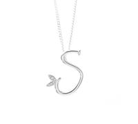 Say It With Winged Diamond Initial Necklace - Sterling Silver - 18" - S