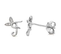 Say It With Winged Initial Earring Pair - Sterling Silver - F Say It With Silver One Size