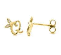 Say It With Winged Initial Earrings - Yellow Gold - Q