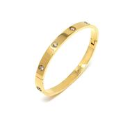 Say It With Yellow Gold Hinged Stone Bangle - Stainless Steel - Hand Written