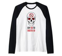Say No to Digital Horror Skull Graphic Anti-Surveillance Art Raglan Baseball Tee