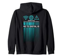 Say No To Digital ID - Freedom & Conservative Barcode Cyan Zip Hoodie