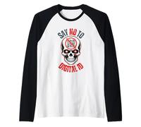Say No to Digital ID Protest for Freedom Horror Skull Art Raglan Baseball Tee