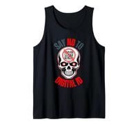 Say No to Digital ID Protest for Freedom Horror Skull Art Tank Top
