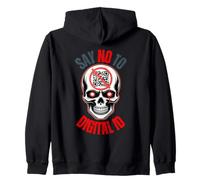 Say No To Digital ID Protest for Freedom Horror Skull Art Zip Hoodie