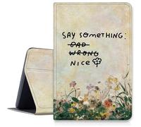 Say Something Nice Flower Case for iPad 9th/ 8th/ 7th Generation 10.2 inch 2021/2020/2019 Release, Shockproof PU Leather Folding Stand Case with Auto Sleep/Wake for iPad 10.2 inch