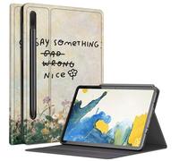 Say Something Nice Flower Case for Samsung Galaxy Tab S8 (2022) / Galaxy Tab S7 (2020) 11 inch, Multiple Viewing Angles Case with S Pen Holder Auto Sleep/Wake for Galaxy Tab S8 2022