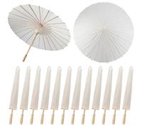 SAYAYA 12 Pieces 33 Inches Paper Umbrellas White Paper Parasol Umbrella Large Chinese Japanese Oiled Paper parasol DIY Painting Paper Umbrellas for Wedding Photo Prop Bridal Party Decor (12 PCS)