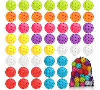 SAYAYA 50 Pack Outdoor Pickleball Balls Premium High Elasticity 40-Hole Design with Mesh Drawstring Bag for Beginners, Tournaments, Family & Outdoor Play (Mixed Color)
