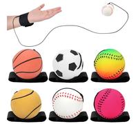 SAYAYA 6 Pcs Baseballs Wrist Return Ball on a String 2.36 Inch Rebound Bouncy Ball with Strap Sport Soccer Tennis Party Favors, Wrist Exercise, Outdoor Fun Activity for Kids & Adults