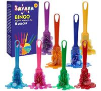 SAYAYA 8 PCS Magnetic Bingo Wand and Chips 7.87 inches Multi Colors Magnetic Wand with 400 PCS Bingo Chips for Counting Science Learning Family Game Night Activities