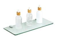 SAYAYO Bathroom Glass Shelf Wall Mounted 7MM Tempered Transparent Glass with Chromed Shelf Brackets 380MM Length, EGBL1012R-C