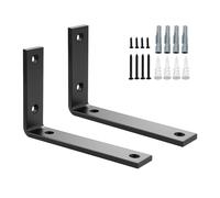 SAYAYO Black Shelf Brackets Heavy Duty 5MM Thick Angle Bracket Metal L Brackets for Shelves, Wooden Shelf Bracket & Supports Wall Hanging Corner Brace, 150mm*100mm, 2 Pack, EJZX23106B-2P