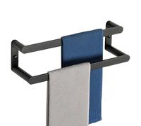 SAYAYO Black Towel Rail Wall Mounted Double Hand Towel Holder, 2-Tier Large Bath Towel Rack Heavy Duty for Bathroom Kitchen, 42CM