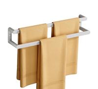 SAYAYO Double Towel Rail Wall Mounted Brushed Hand Towel Holder, 2-Tier Large Bath Towel Rack Heavy Duty for Bathroom Kitchen, 64CM