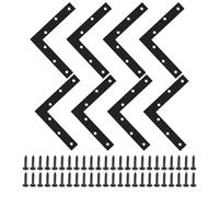 SAYAYO Flat L Shape Repair Mending Plate Joint Bracket Support Brace 150mm x 150mm, Stainless Steel Angle Corner Brackets Matte Black, 8 Pack
