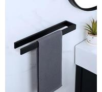SAYAYO Self Adhesive Towel Rail Wall Mounted Stick on Hand Towel Holder Black, SUS304 Stainless Steel Towel Ring No Drilling for Bathroom Kitchen, 40CM