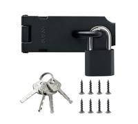 SAYAYO Shed Lock Hasp Door Lock with Padlock & 4 Keys, 4-Inch Black Gate Latch Hasp and Staple Door Clasp Heavy Duty, SUS304 Stainless Steel