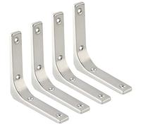 Sayayo Stainless Steel Shelf Brackets Wall Brackets for Shelves Shelf Support Angle Bracket 100mm x 100mm Heavy Duty L Brackets Brushed Nickel, 4 Pcs, EJR100LS-4P