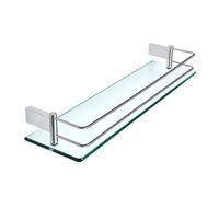 SAYAYO Tempered Glass Shelf Bathroom Shelf with Rail Wall Mounted 20 inches, 8MM Extra-Thick Glass and SUS304 Stainless Steel Brushed Finished Frame, EGC1000