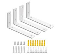 SAYAYO White Shelf Brackets Heavy Duty Metal L Brackets for Shelves 5MM Thick Angle Bracket, Wooden Shelf Bracket & Supports Wall Hanging Corner Brace, 175mm*100mm, 4 Pack, EJZX23107W-4P