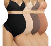 SAYCELI Seamless Maternity Thongs Underwear for Women, Pregnancy Shapewear Over The Belly, Pregnant Belly Support Panties, 4-pk Basics, L