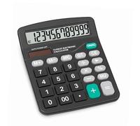 SAYEEC 12 Digit Desk Calculator Basic Desktop Calculators Large LCD Display Electronic Calculator Dual Power Solar and Battery Function Standard Calculator for Office Home University (Black)