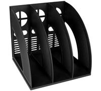 SAYEEC Magazine Holder Sturdy Binder Holder Desk File Sorter Plastic File Folder Organizer Stand Book Shelf Dividers Vertical Storage Rack Desktop Bookshelf Display Box for Office School Home (Black)