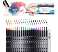 SAYEEC Watercolour Flexible Brush Pens, Set of 20 Premium Watercolour Paint Brush Art Pens with 1 Refillable Blending Brush Soft Flexible Tip for Adult Coloring Books/Lettering Beginner
