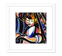 Sayen Child In Rocker Modernist Abstract Painting 8X8 Inch Square Wooden Framed Wall Art Print Picture with Mount Artery8 White One Size