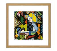 Sayen Daughter In Rocker Modernist Abstract Painting 8X8 Inch Square Wooden Framed Wall Art Print Picture with Mount Artery8 Light Oak One Size