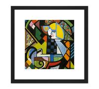 Sayen Daughter In Rocker Modernist Abstract Painting 8X8 Inch Square Wooden Framed Wall Art Print Picture with Mount Artery8 Black One Size