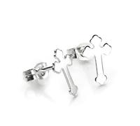 Sayers London 925 Sterling Silver Small Cross Stud Earrings/Studs