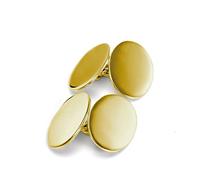 Sayers London Gold Plated Sterling Silver Double-Sided Plain Oval Cufflinks