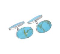 Sayers London Sterling Silver & Turquoise Oval Double-Sided Cufflinks