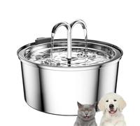 SAYEYBU 3.2l Pet Water Fountain Stainless Steel, Automatic Metal Dog Water Dispenser Bowl with Quiet Pump, Dual Stream Filtration for Cats, Dogs, Multiple Pets Indoor,D,No window