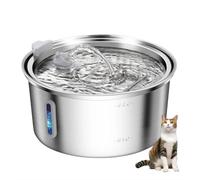 SAYEYBU 3.2l Pet Water Fountain Stainless Steel, Automatic Metal Dog Water Dispenser Bowl with Quiet Pump, Dual Stream Filtration for Cats, Dogs, Multiple Pets Indoor,B,With window