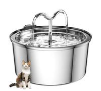 SAYEYBU 3.2l Pet Water Fountain Stainless Steel, Automatic Metal Dog Water Dispenser Bowl with Quiet Pump, Dual Stream Filtration for Cats, Dogs, Multiple Pets Indoor,F,No window