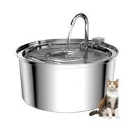 SAYEYBU 3.2l Pet Water Fountain Stainless Steel, Automatic Metal Dog Water Dispenser Bowl with Quiet Pump, Dual Stream Filtration for Cats, Dogs, Multiple Pets Indoor,C,No window