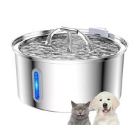 SAYEYBU 3.2l Pet Water Fountain Stainless Steel, Automatic Metal Dog Water Dispenser Bowl with Quiet Pump, Dual Stream Filtration for Cats, Dogs, Multiple Pets Indoor,A,With window
