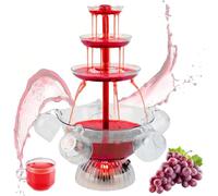 SAYEYBU 3-Tier Electric Fountain Drink Machine, Cocktail Red Wine Drinking Fountain Beverage Beer Party Fountain with LED Lighted Base Includes 5 Reusable Cups,A