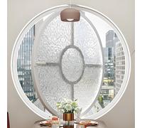 SAYEYBU 360° Rotatable Round Tempered Glass Shed Window Round Opening Portlight Porthole Window Aluminum Alloy Round Porthole Window Flush Mount Tempered Glass For Bathroom, Bedroom,White,40cm/15.7in