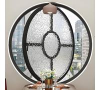 SAYEYBU 360° Rotatable Round Tempered Glass Shed Window Round Opening Portlight Porthole Window Aluminum Alloy Round Porthole Window Flush Mount Tempered Glass For Bathroom, Bedroom,Black,40cm/15.7in