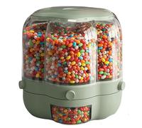 SAYEYBU 360° Rotating Candy Dispensers with Treat Boxes, 6 Compartments Candy Machine Dispenser, Fun Press-Type Nut Storage Box for Rice, Cereals, Snacks, Candies,B green,M