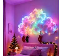 SAYEYBU 3D Thundercloud LED Light Kit, Cotton Cloud Music Sync, Multicolor Changing Strip Light Atmosphere, DIY Creative Thunder Cloud Lamp, for Bedroom Ceiling Gaming Room,A,500cm