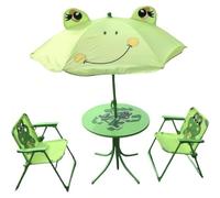 SAYEYBU 4-Piece Kids Patio Set, Garden Toddler Picnic Table with Umbrella and 2 Folding Chairs, Outdoor Children Furniture Set for 3-6 Years Old Boys Girls,03